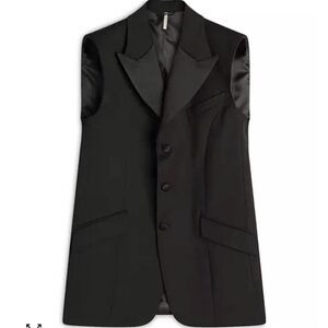 Sunflower Tuxedo Vest Men's 50 Black Wool Blend Notch Flap Pockets Sleeveless